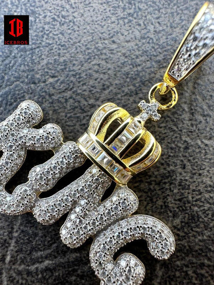 Crown Moissanite 925 Sterling Silver Hip Hop King With CrownBail Iced Necklace