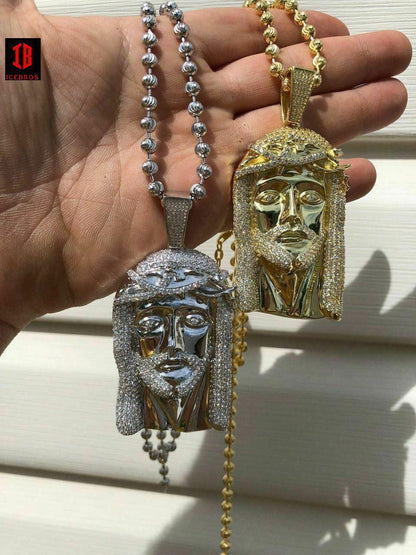 14k Rose Gold Vermeil White 925 Silver Hip Hop Jesus Piece Pendant Iced Men Necklace