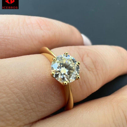 Solid 14kt Yellow Gold 2ct 8mm VVS D Moissanite Engagement Solitaire Ring