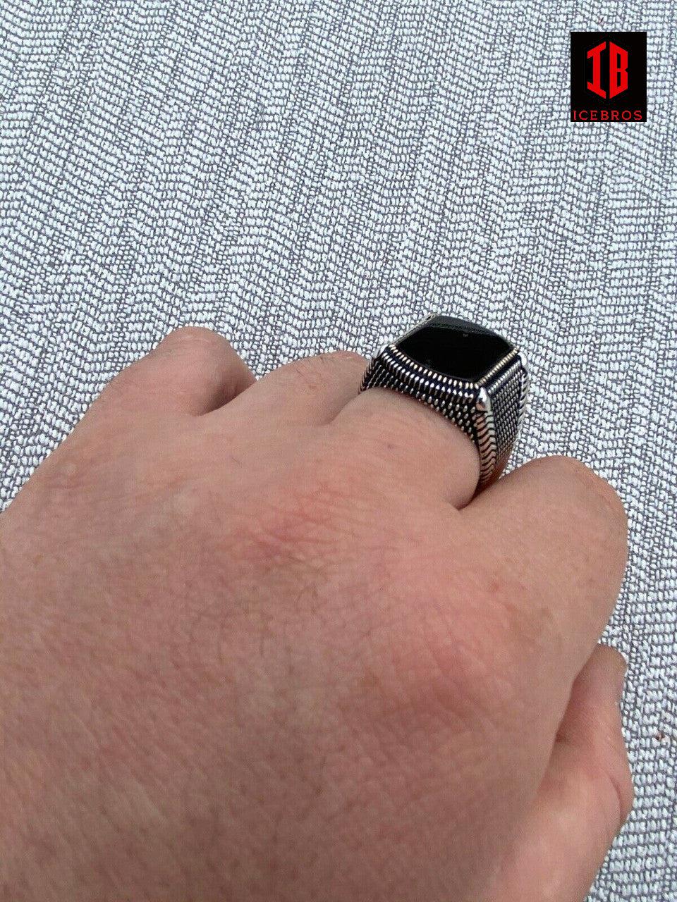 Men's Vermeil 925 Sterling Silver Black Onyx LARGE Ring Sz 7-13 ~16 Grams