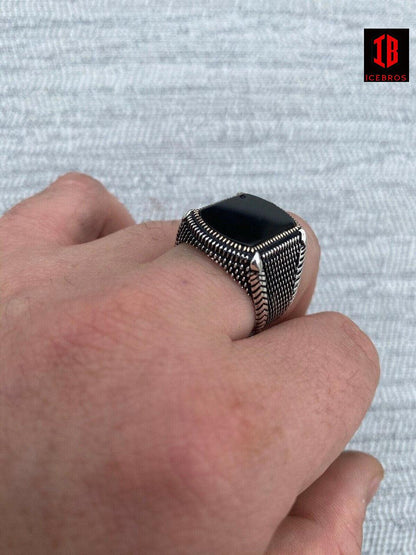 Men's Vermeil 925 Sterling Silver Black Onyx LARGE Ring Sz 7-13 ~16 Grams