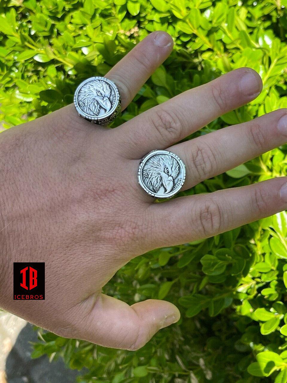 925 Sterling Silver Men's Coin Ring USA Eagle American Liberty Dollars