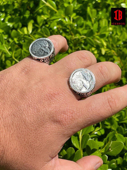 925 Sterling Silver Men's Coin Ring USA Eagle American Liberty Dollars