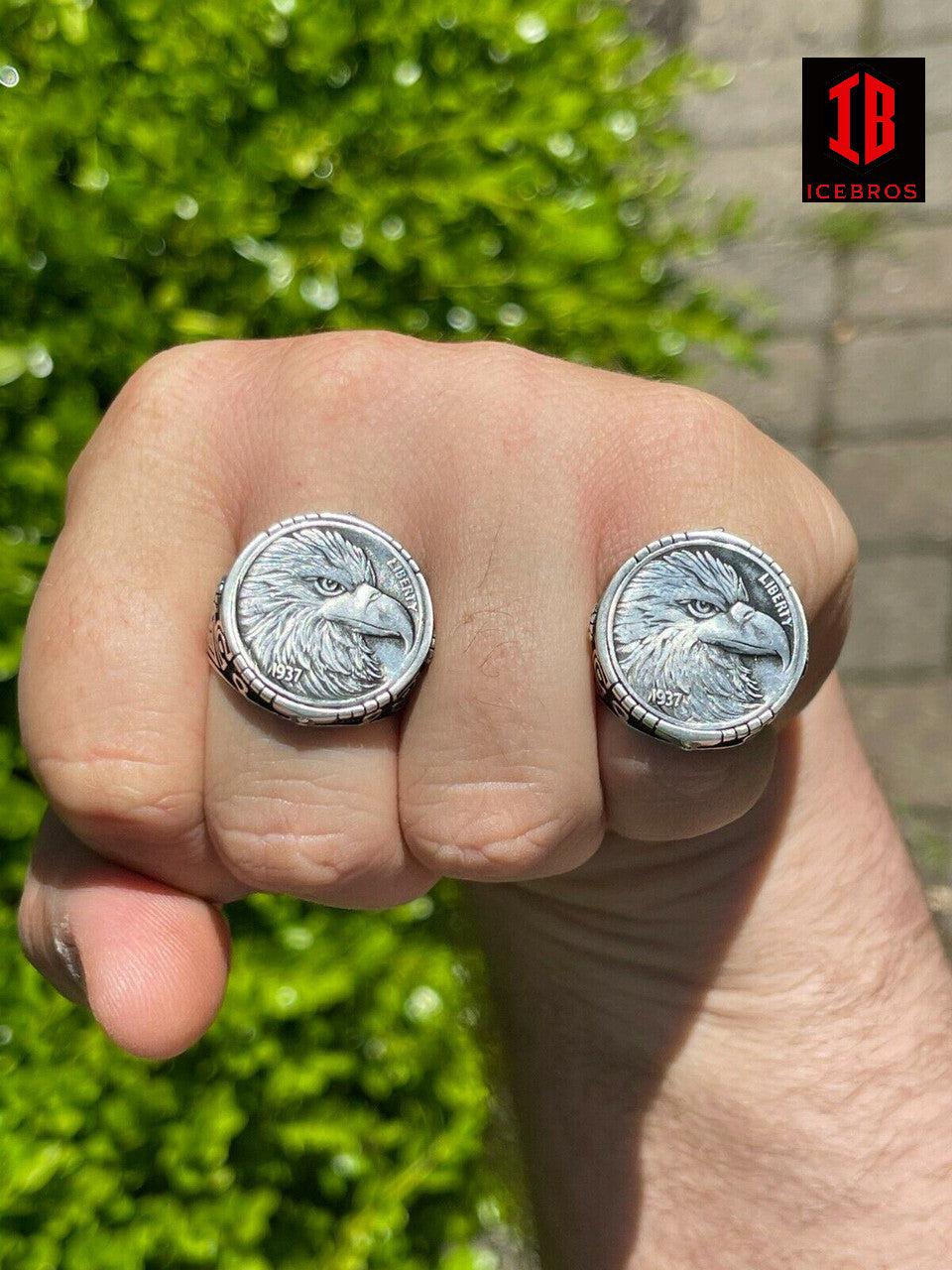 925 Sterling Silver Men's Coin Ring USA Eagle American Liberty Dollars