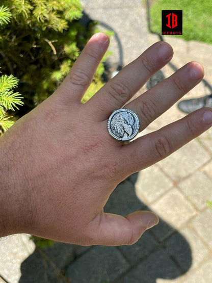 925 Sterling Silver Men's Coin Ring USA Eagle American Liberty Dollars