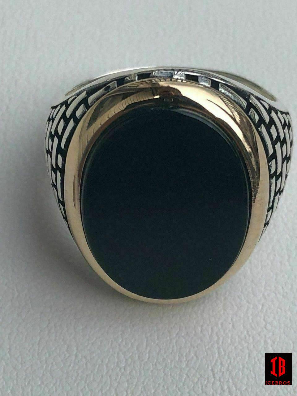 925 Sterling Silver Black Onyx Ring Men's LARGE