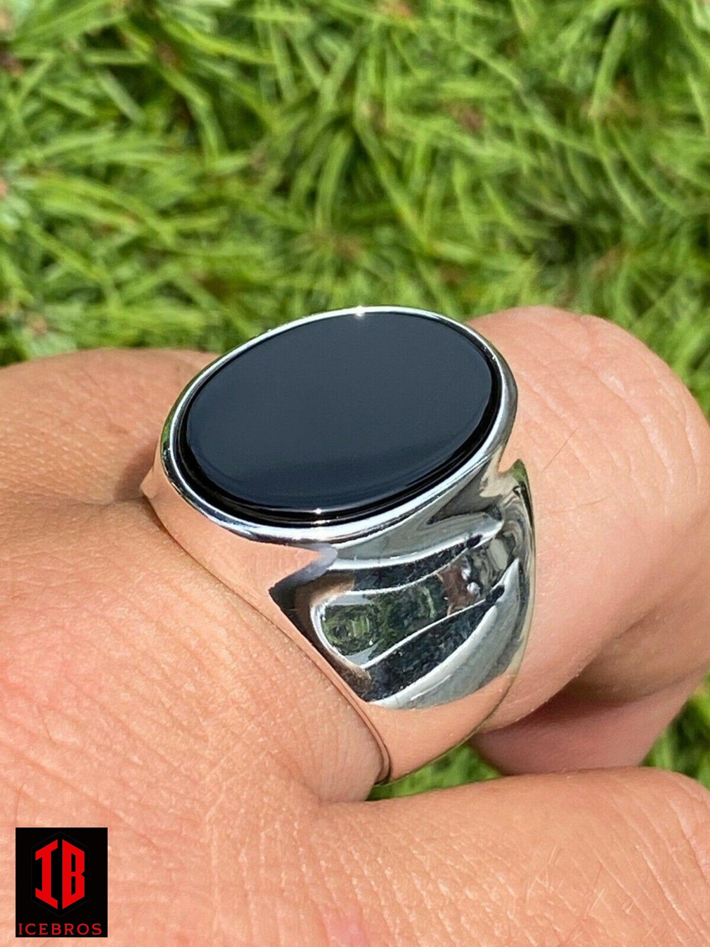 14k Gold Over Solid 925 Sterling Silver Black Onyx Signet Ring Vermeil