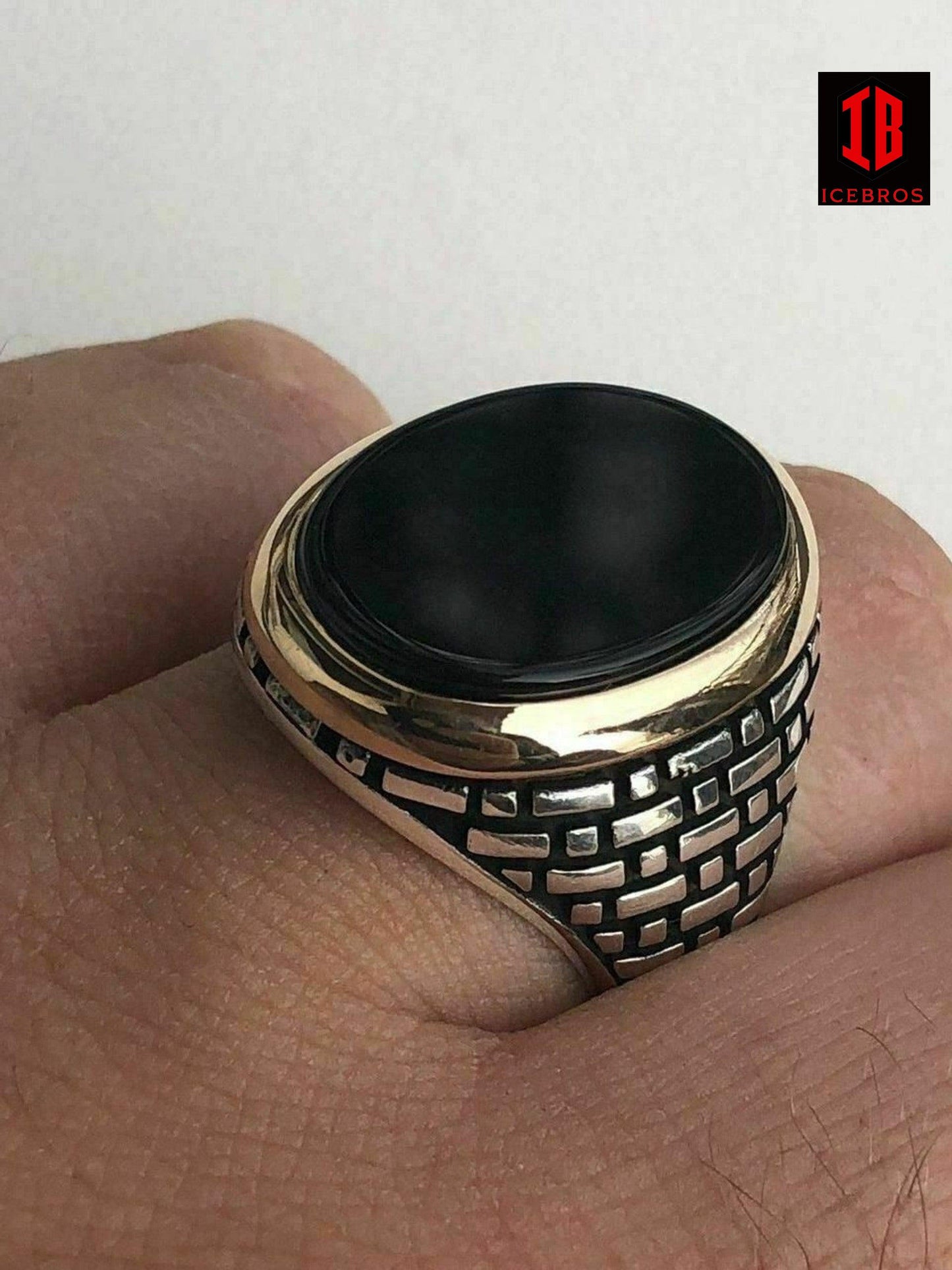 925 Sterling Silver Black Onyx Ring Men's LARGE