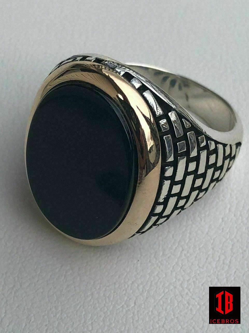 925 Sterling Silver Black Onyx Ring Men's LARGE