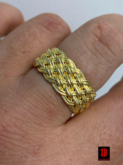 Men's Braided Weave RING Oxidize Rhodium Over Solid 925 Silver Pinky Wedding Band