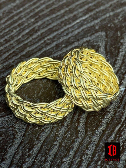 Men's Braided Weave RING Oxidize Rhodium Over Solid 925 Silver Pinky Wedding Band