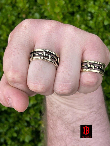 Barbed Wired Solid 925 Sterling Silver & Black Oxidized Plain Rings