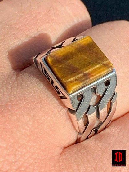 925 Vermeil Sterling Silver Tiger's Eye Ring