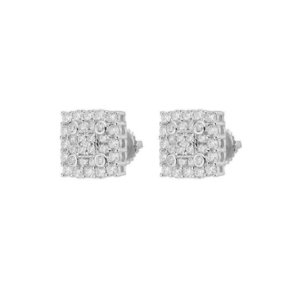 MOISSANITE Earrings Square Shape 10mm14K 925 Silver Iced Large Men;s Stud