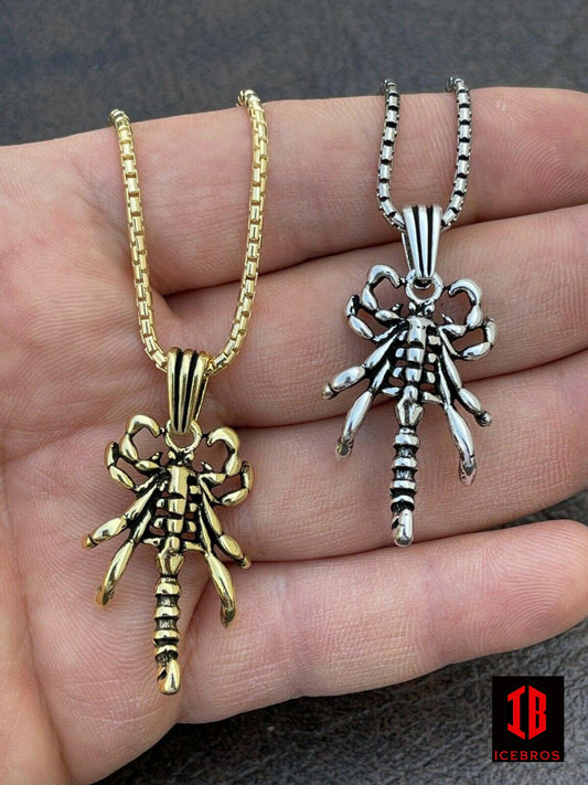 18K Vermeil 925 Sterling Silver Scorpion Pendant Gold Necklace Scorpio Charm