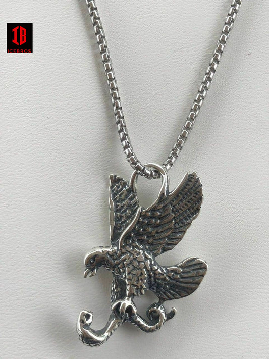 925 Sterling Silver American Eagle Men's Pendant & Chain