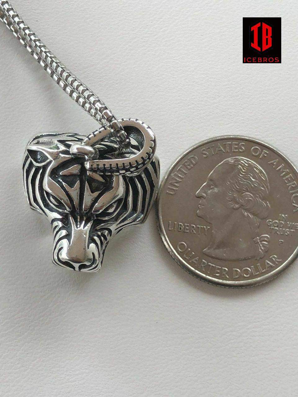 925 Sterling Silver 3D Tiger Cheetah Women’s Men’s Pendant With 22” Chain