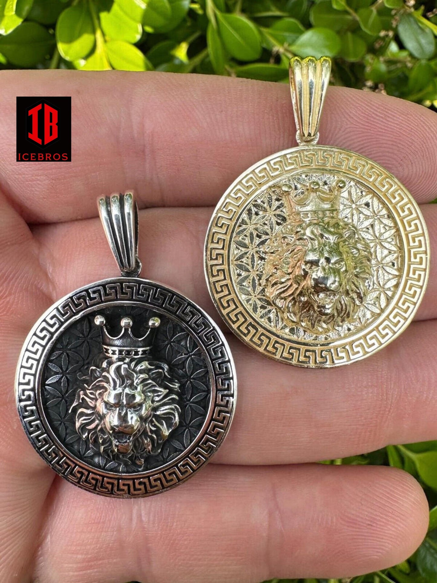 925 Silver 999 14k Gold Plated Lion King Of Jungle Medallion Pendant Chain