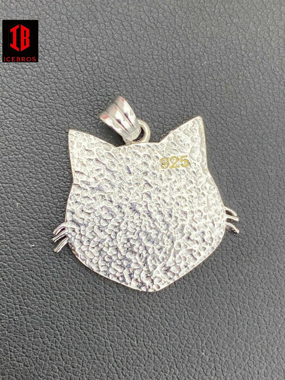 Enamel Kitty Cat Heart Eyes Emoji Solid 925 Sterling Silver Charm Emogy