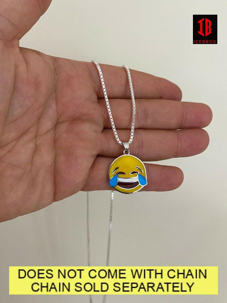 Laughing Smiley LOL Enamel Emoji Solid 925 Sterling Silver Charm