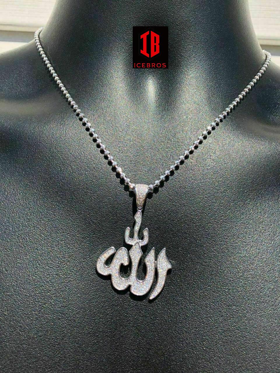 Allah Islam Pendant 1ct CZ Diamond 14K Gold Over Solid 925 Silver REALLY ICY