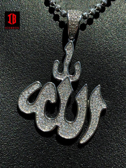 Allah Islam Pendant 1ct CZ Diamond 14K Gold Over Solid 925 Silver REALLY ICY