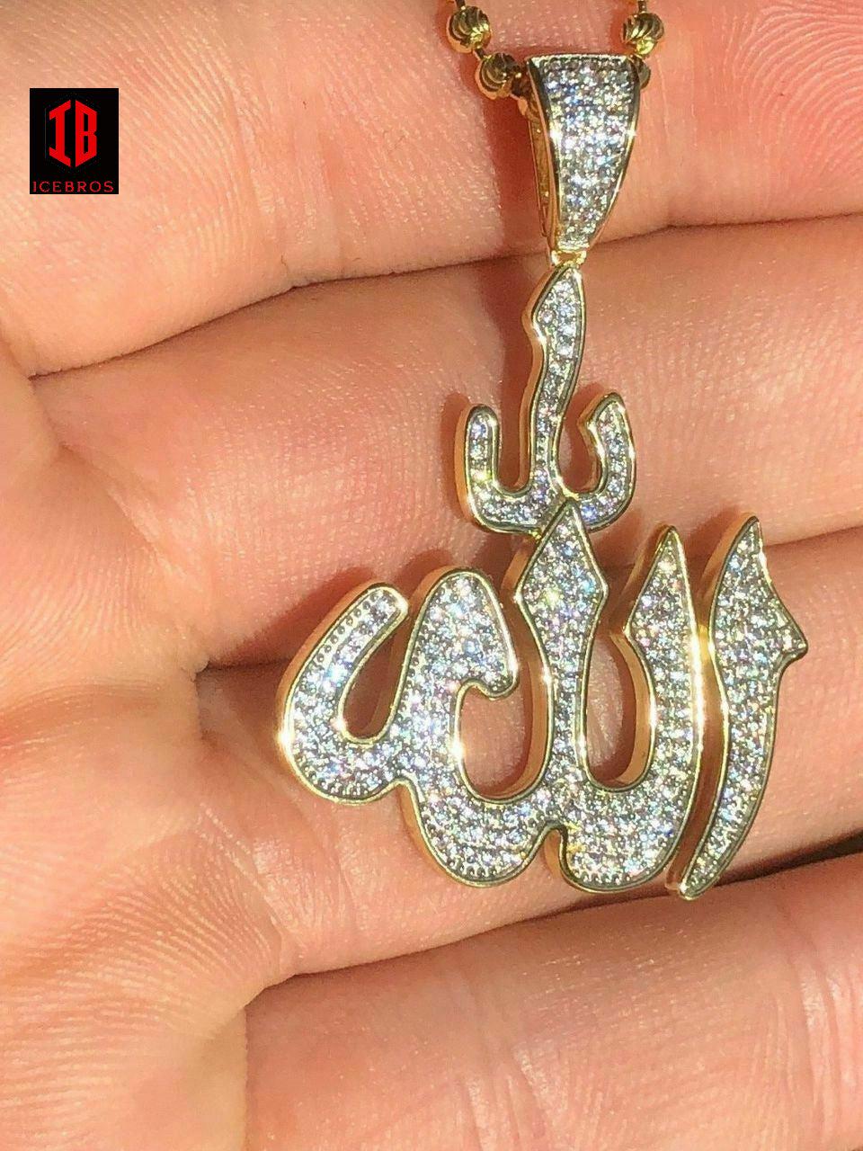 Allah Islam Pendant 1ct CZ Diamond 14K Gold Over Solid 925 Silver REALLY ICY