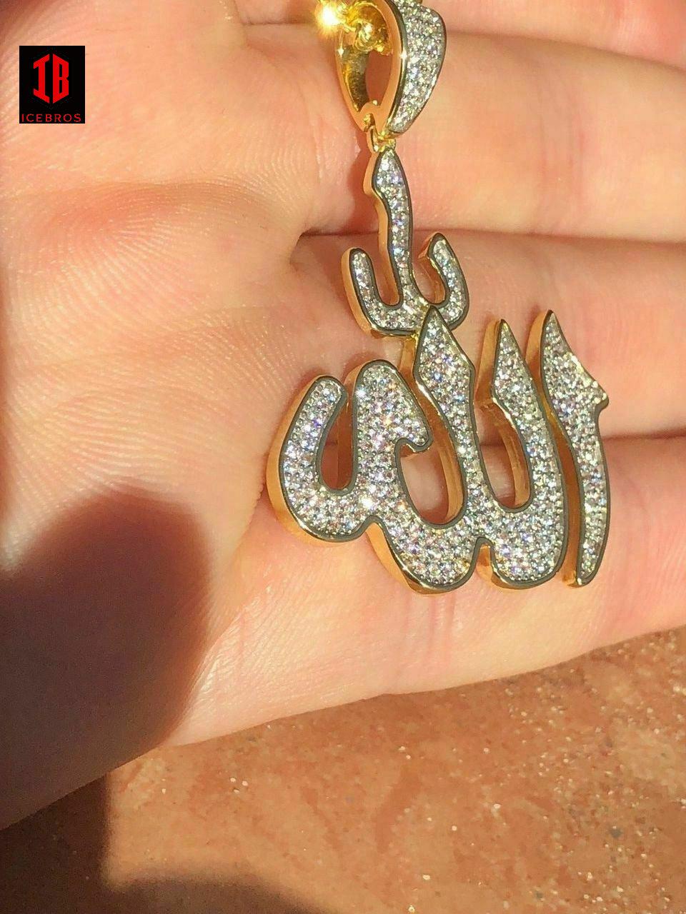 Allah Islam Pendant 1ct CZ Diamond 14K Gold Over Solid 925 Silver REALLY ICY