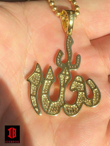 Allah Islam Pendant 1ct CZ Diamond 14K Gold Over Solid 925 Silver REALLY ICY