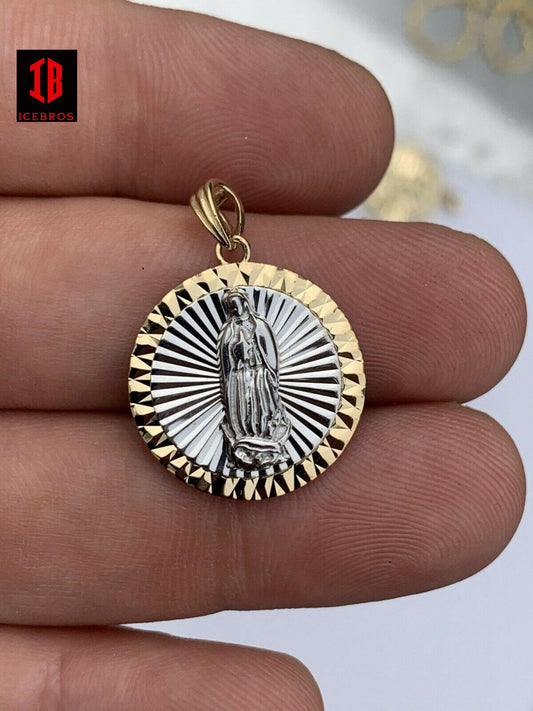 10k Yellow Gold Over 925 Sterling Silver Virgin Mary Guadalupe Medallion Pendant