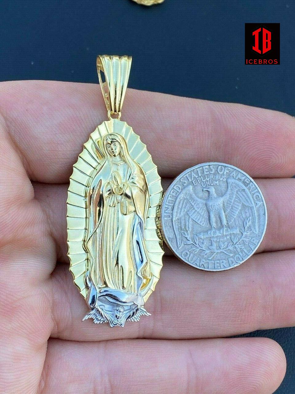 UNISEX Virgin Mary Pendant - 14k Gold Over Solid 925 Sterling Silver Religious