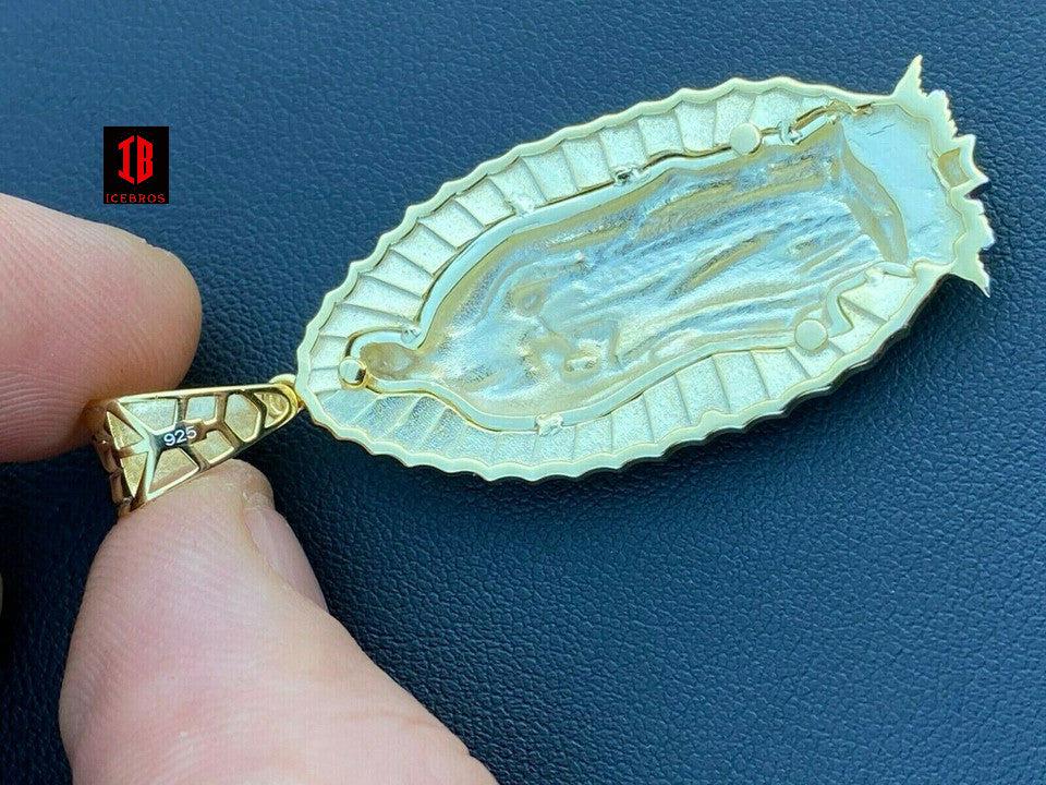 UNISEX Virgin Mary Pendant - 14k Gold Over Solid 925 Sterling Silver Religious