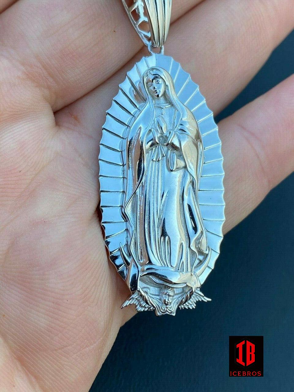 UNISEX Virgin Mary Pendant - 14k Gold Over Solid 925 Sterling Silver Religious