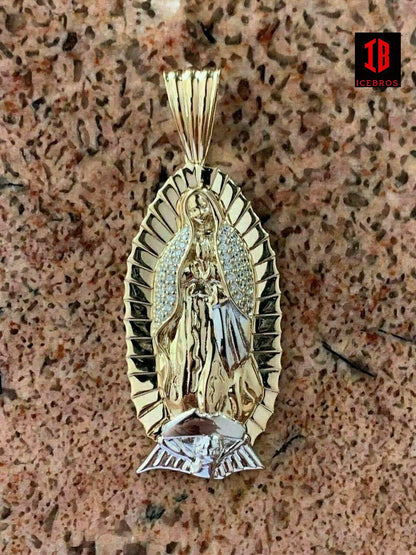 Nuestra Senora 14k Yellow Gold Over 925 Sterling Silver Virgin Mary Guadalupe