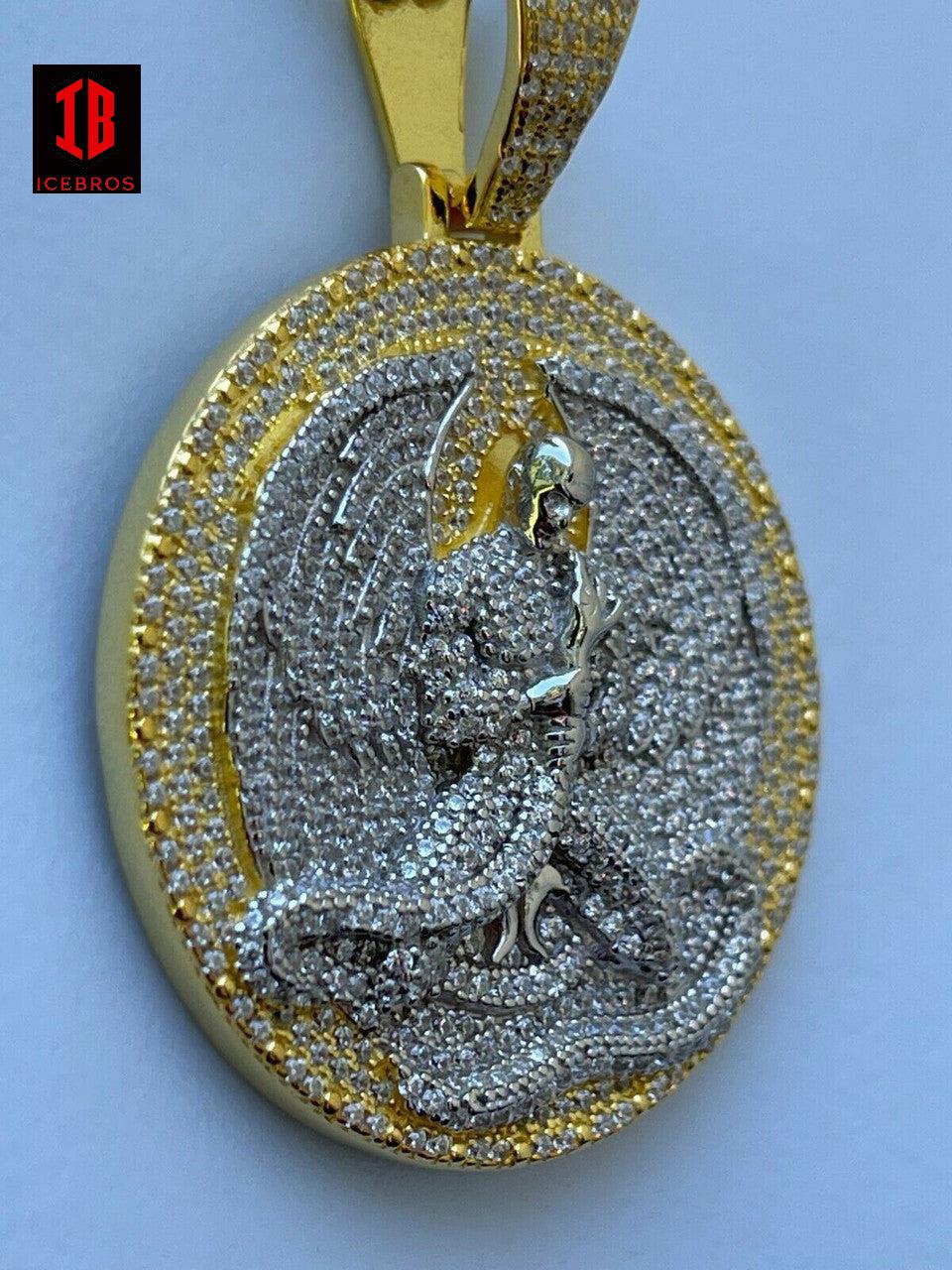 925 Silver Gold Euphanasia rip Tupac 2Pac Pendant Medallion Necklace Iced Charm