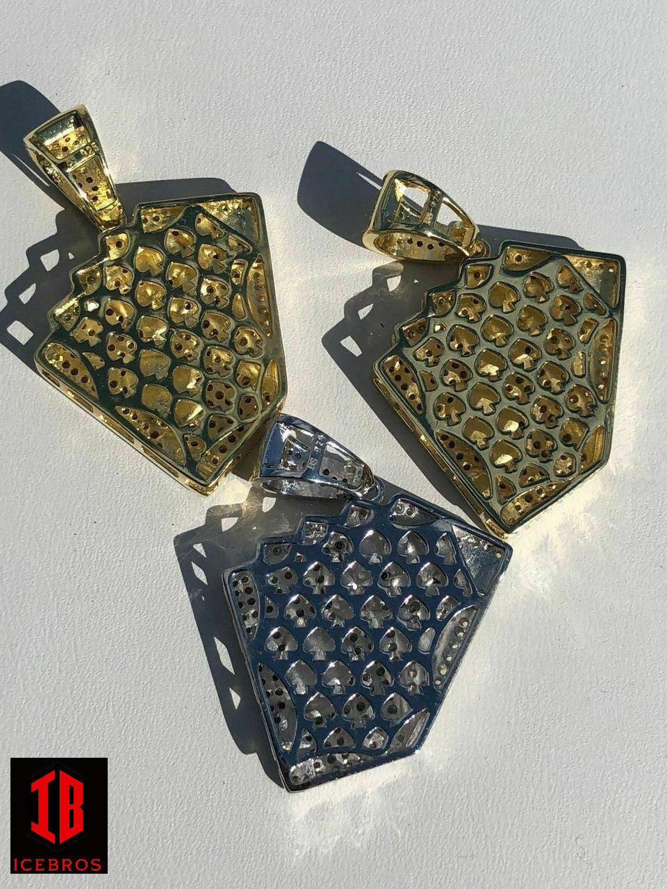 Enamel 925 Sterling Silver Cards Deck Royal Flush Ace of Spades Diamond Pendant