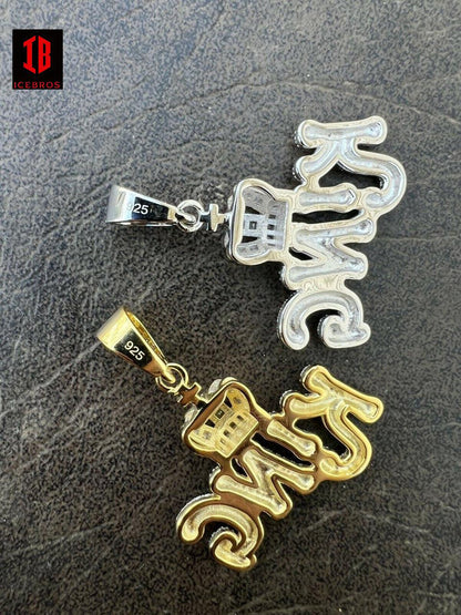 Crown CZ 925 Sterling Silver Hip Hop King With Crown Bail Iced Necklace