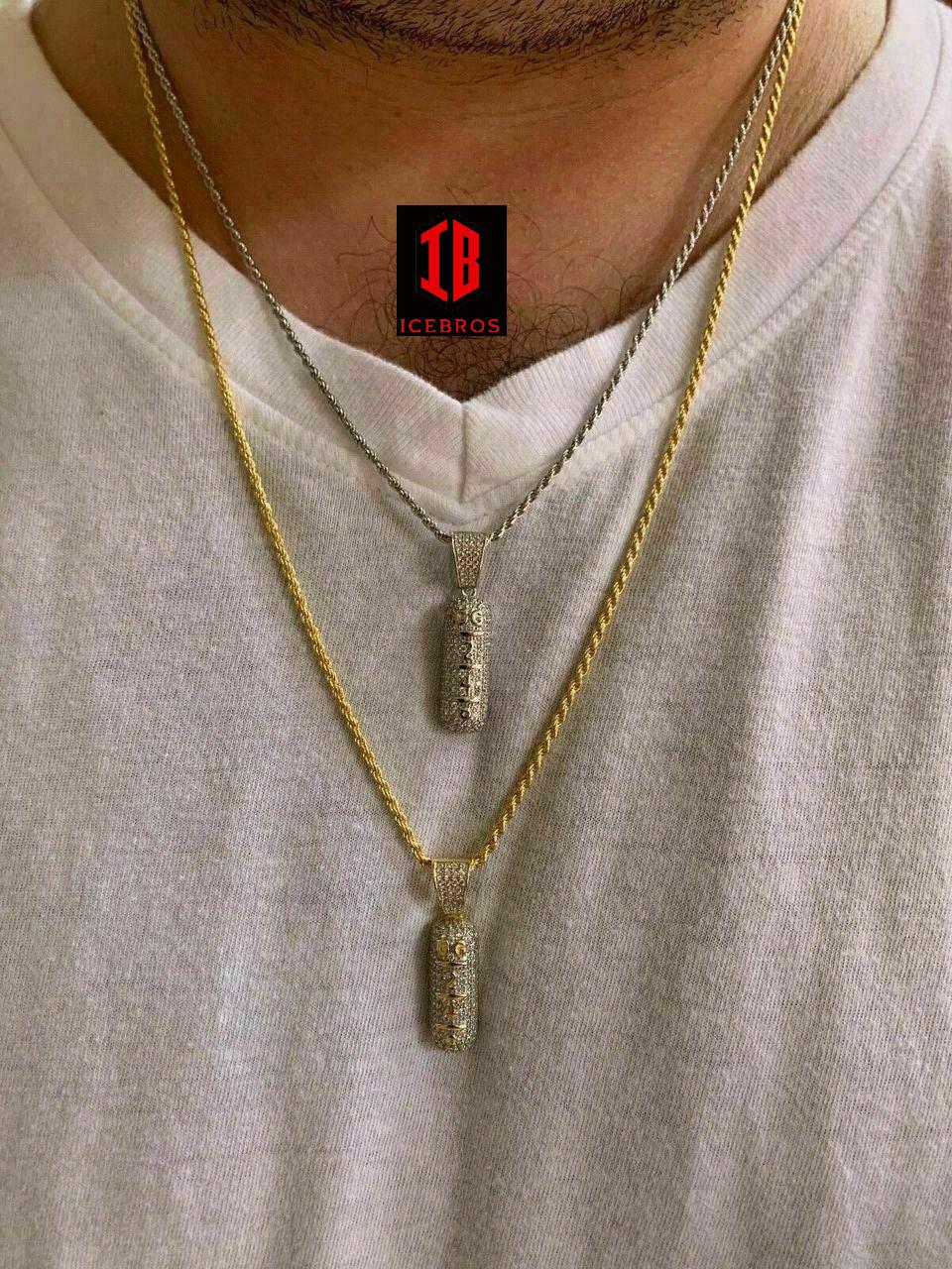 925 Silver 14k Gold Plated Zanny Pill Bar Pendant Necklace Lil Xan GG 249