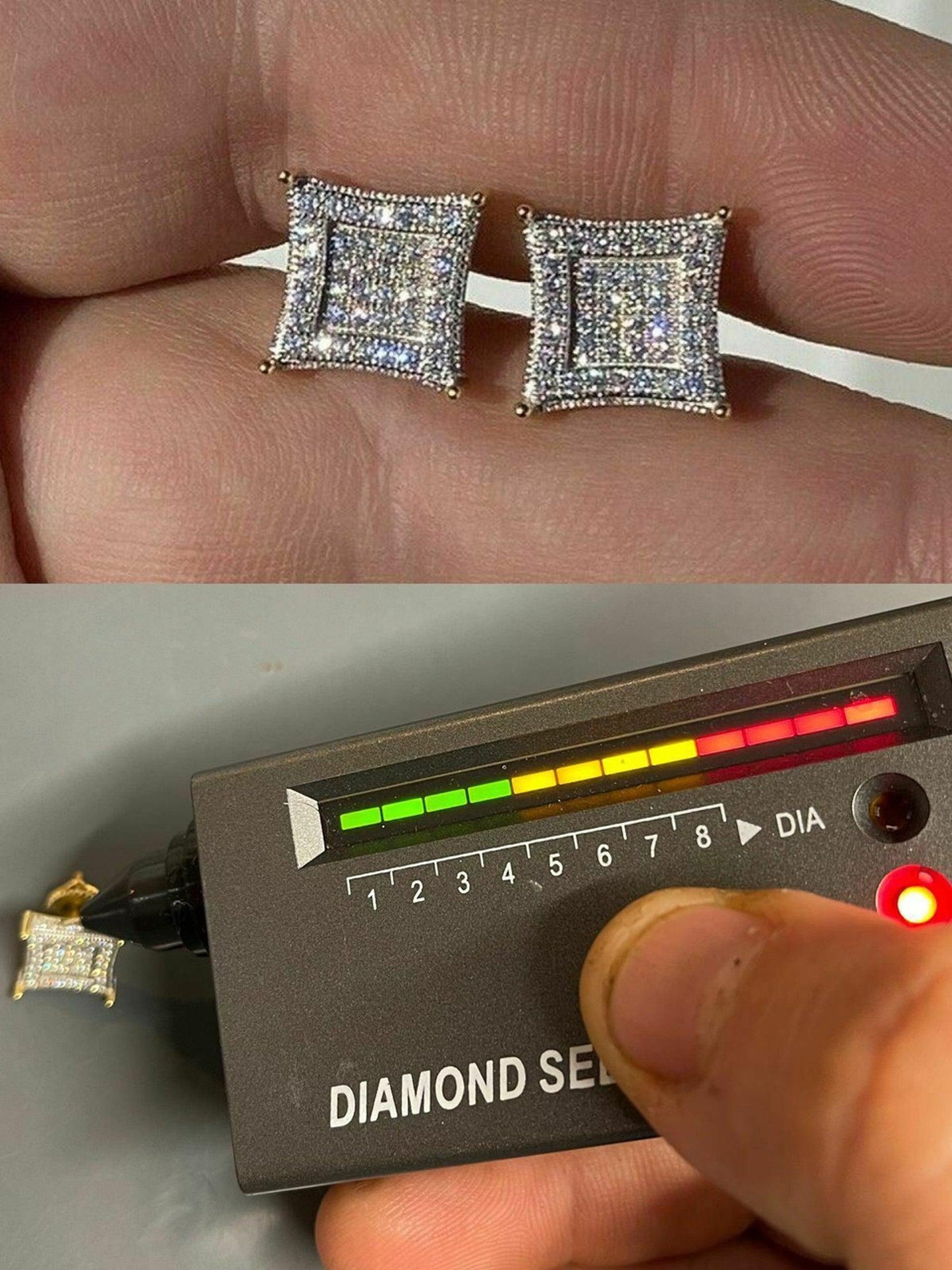 Men's 925 Sterling Silver MOISSANITE Iced 3D Kite Earrings Passes Diamond Tester