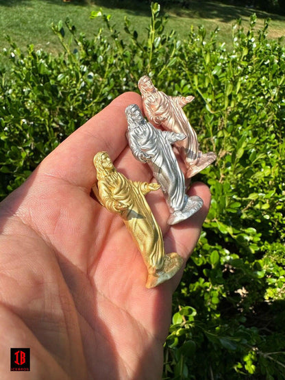 Solid 3D Detail Jesus Piece Vermeil 925 Silver 14k Yellow Rose Gold Pendant Chains