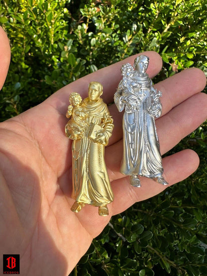 3D St Joseph Baby Jesus Pendant Heavy 14k Gold or White Gold Plated 925 Sterling Slver Pendant