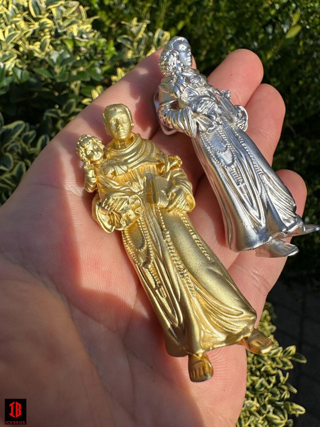 3D St Joseph Baby Jesus Pendant Heavy 14k Gold or White Gold Plated 925 Sterling Slver Pendant