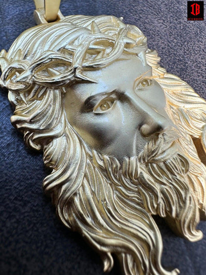 VERY HEAVY Fine  925 ITALY Silver Jesus Piece Iced Pendant Chain - 3 Sizes