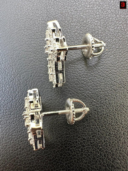 yellow gold Gothic Cross Large Earrings Real 925 Silver Iced Moissanite Hip Hop Mens Ladies