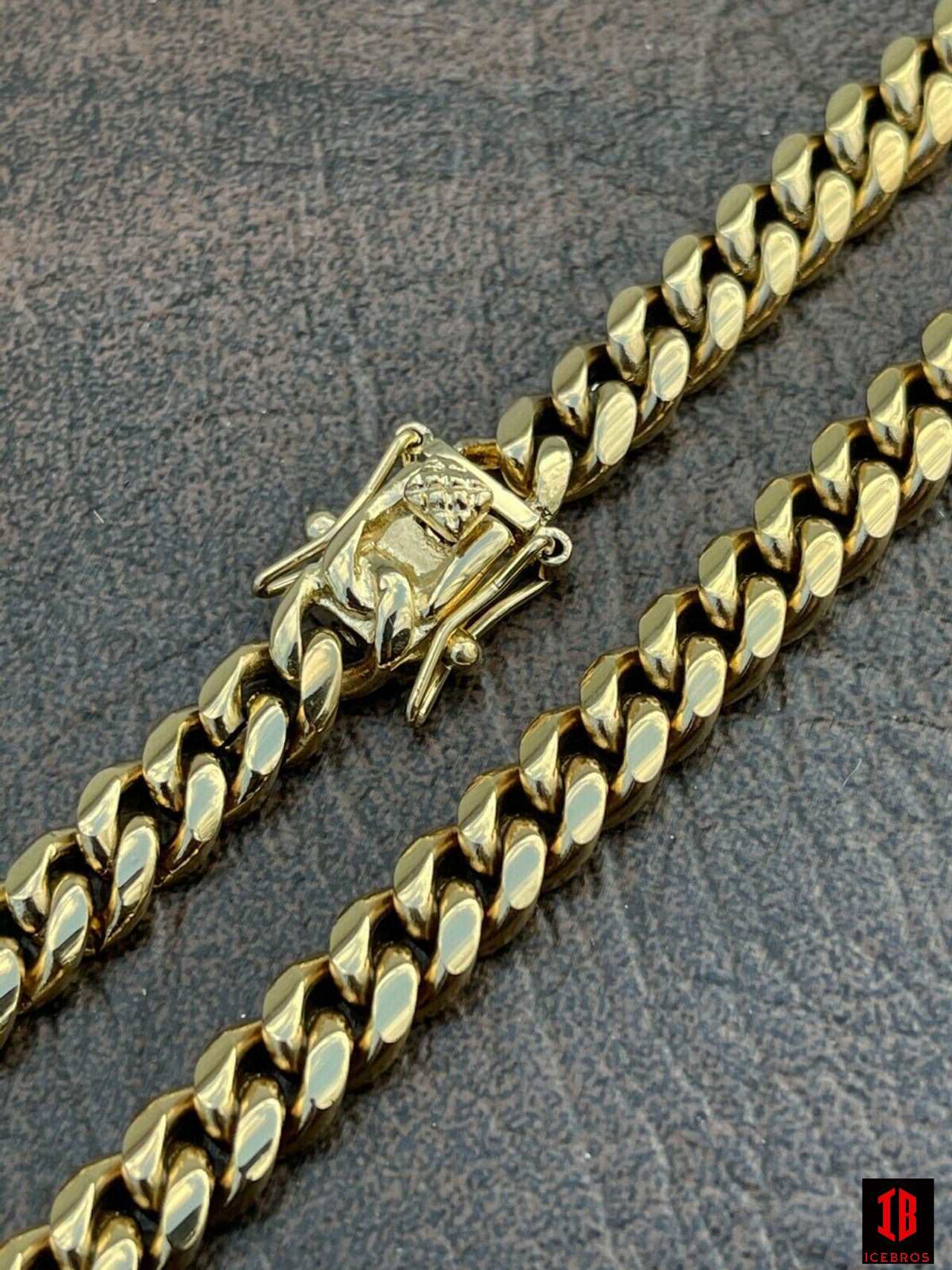 (8MM) Mens Miami Cuban Link Chain - Gold Plated Stainless Steel 8-18mm Yellow/Rose/White