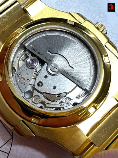 Real Mens Baguette 18K Gold Real MOISSANITE Watch Iced Automatic Movement HipHop