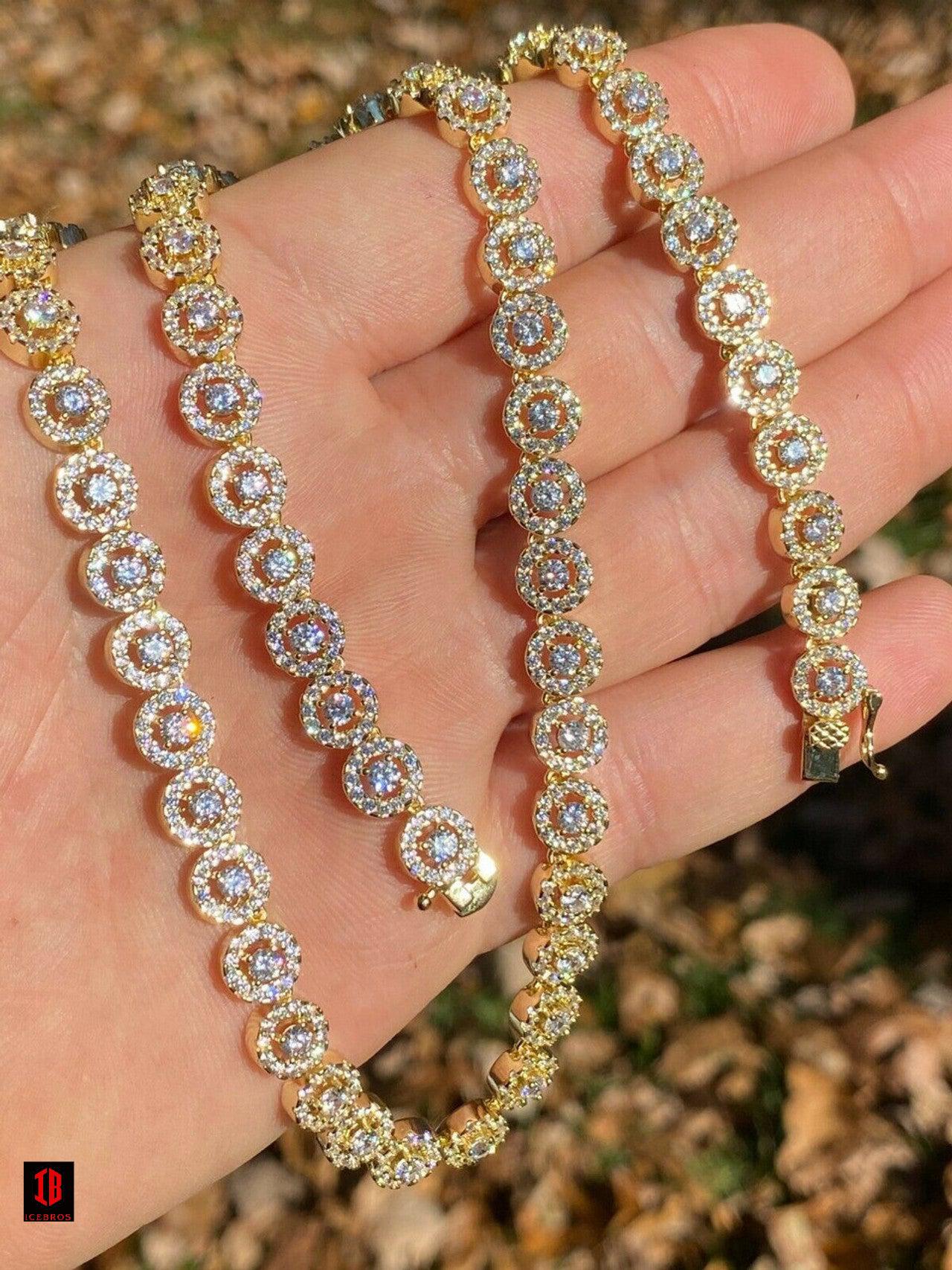 8mm 14k Gold Over Solid 925 Silver Tennis Chain Real Iced Flooded Out cz Diamond Choker