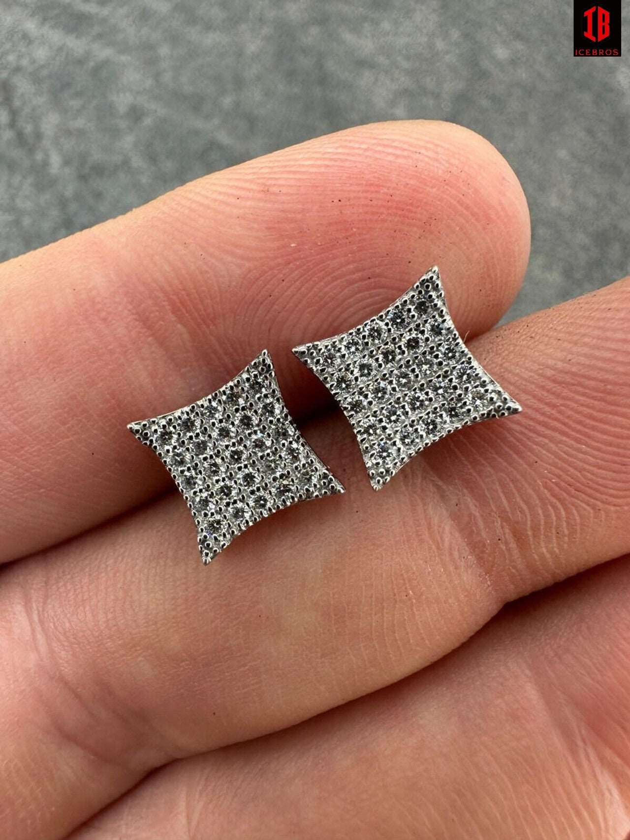 0.43ct VVS Real CVD Diamond Men's Solid 14k WHITE GOLD Iced Hip Hop Kite Earrings