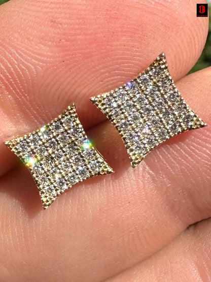 0.43ct VVS Real CVD Diamond Men's Solid 14k Yellow Gold Iced Hip Hop Kite Earrings