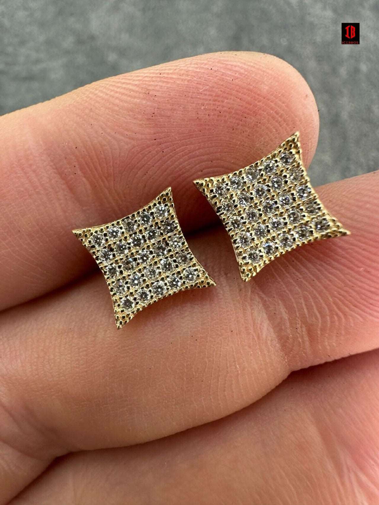 0.43ct VVS Real CVD Diamond Men's Solid 14k Yellow Gold Iced Hip Hop Kite Earrings